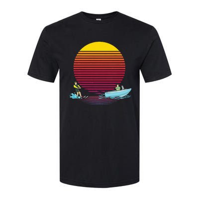 Retro Water Ski Lover Gift Waterski Love Gifts Skiing Softstyle CVC T-Shirt