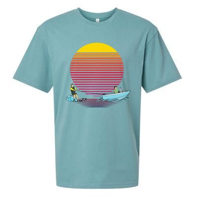 Retro Water Ski Lover Gift Waterski Love Gifts Skiing Sueded Cloud Jersey T-Shirt