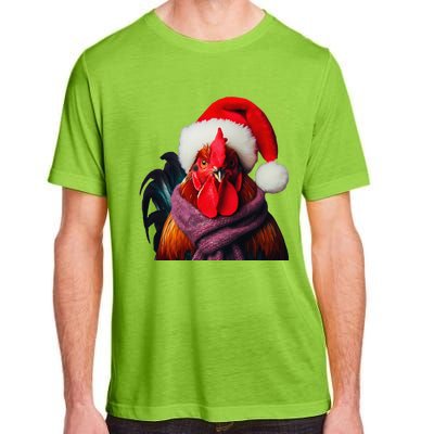 Rooster With Santa Hat Christmas Xmas Chicken Lover Owner Adult ChromaSoft Performance T-Shirt