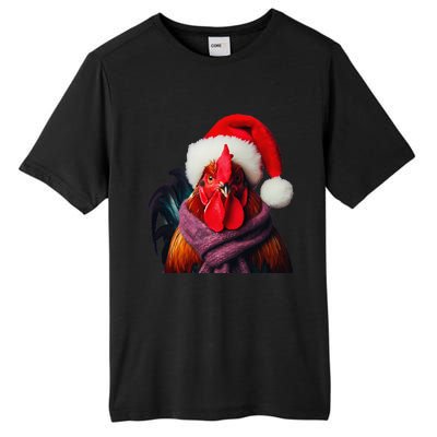 Rooster With Santa Hat Christmas Xmas Chicken Lover Owner Tall Fusion ChromaSoft Performance T-Shirt