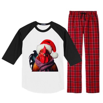 Rooster With Santa Hat Christmas Xmas Chicken Lover Owner Raglan Sleeve Pajama Set