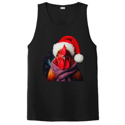 Rooster With Santa Hat Christmas Xmas Chicken Lover Owner PosiCharge Competitor Tank