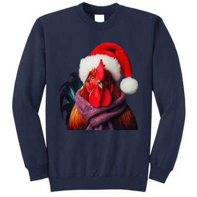 Rooster With Santa Hat Christmas Xmas Chicken Lover Owner Sweatshirt