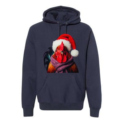 Rooster With Santa Hat Christmas Xmas Chicken Lover Owner Premium Hoodie