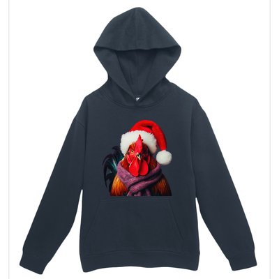 Rooster With Santa Hat Christmas Xmas Chicken Lover Owner Urban Pullover Hoodie