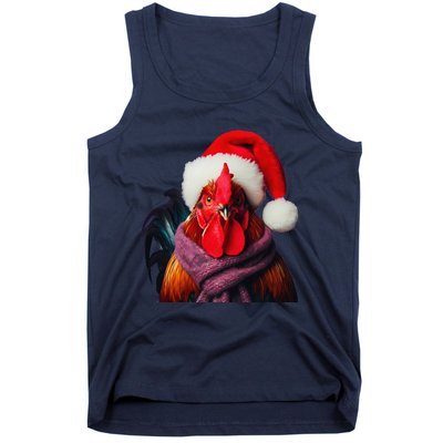 Rooster With Santa Hat Christmas Xmas Chicken Lover Owner Tank Top