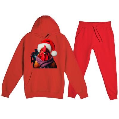 Rooster With Santa Hat Christmas Xmas Chicken Lover Owner Premium Hooded Sweatsuit Set