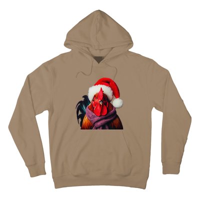 Rooster With Santa Hat Christmas Xmas Chicken Lover Owner Hoodie