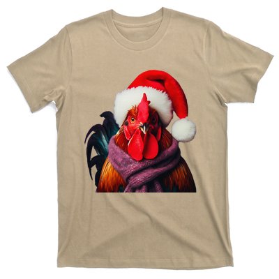 Rooster With Santa Hat Christmas Xmas Chicken Lover Owner T-Shirt