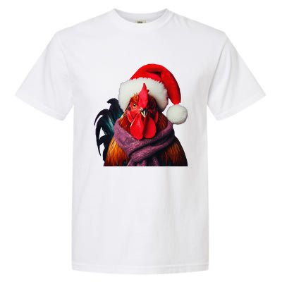 Rooster With Santa Hat Christmas Xmas Chicken Lover Owner Garment-Dyed Heavyweight T-Shirt