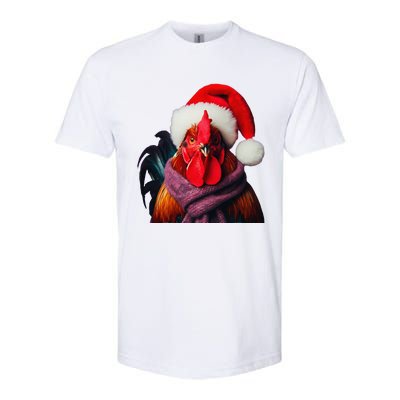 Rooster With Santa Hat Christmas Xmas Chicken Lover Owner Softstyle CVC T-Shirt