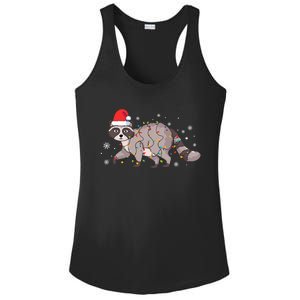 Raccoon Wearing Santa Hat Snowflakes Christmas Lights Gift Ladies PosiCharge Competitor Racerback Tank