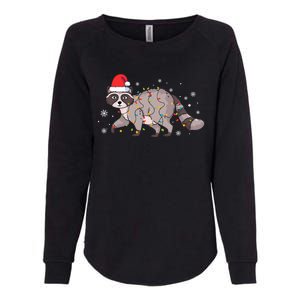 Raccoon Wearing Santa Hat Snowflakes Christmas Lights Gift Womens California Wash Sweatshirt