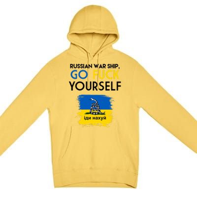 Russian War Ship Go Fuck Yourself Ukraine Premium Pullover Hoodie