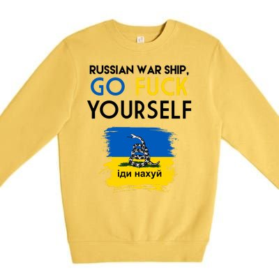 Russian War Ship Go Fuck Yourself Ukraine Premium Crewneck Sweatshirt