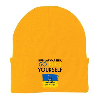 Russian War Ship Go Fuck Yourself Ukraine Knit Cap Winter Beanie