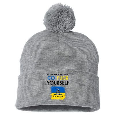 Russian War Ship Go Fuck Yourself Ukraine Pom Pom 12in Knit Beanie