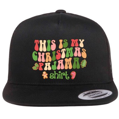 Retro Wavy Style Cookies Xmas This Is My Christmas Pajama Gift Flatbill Hat