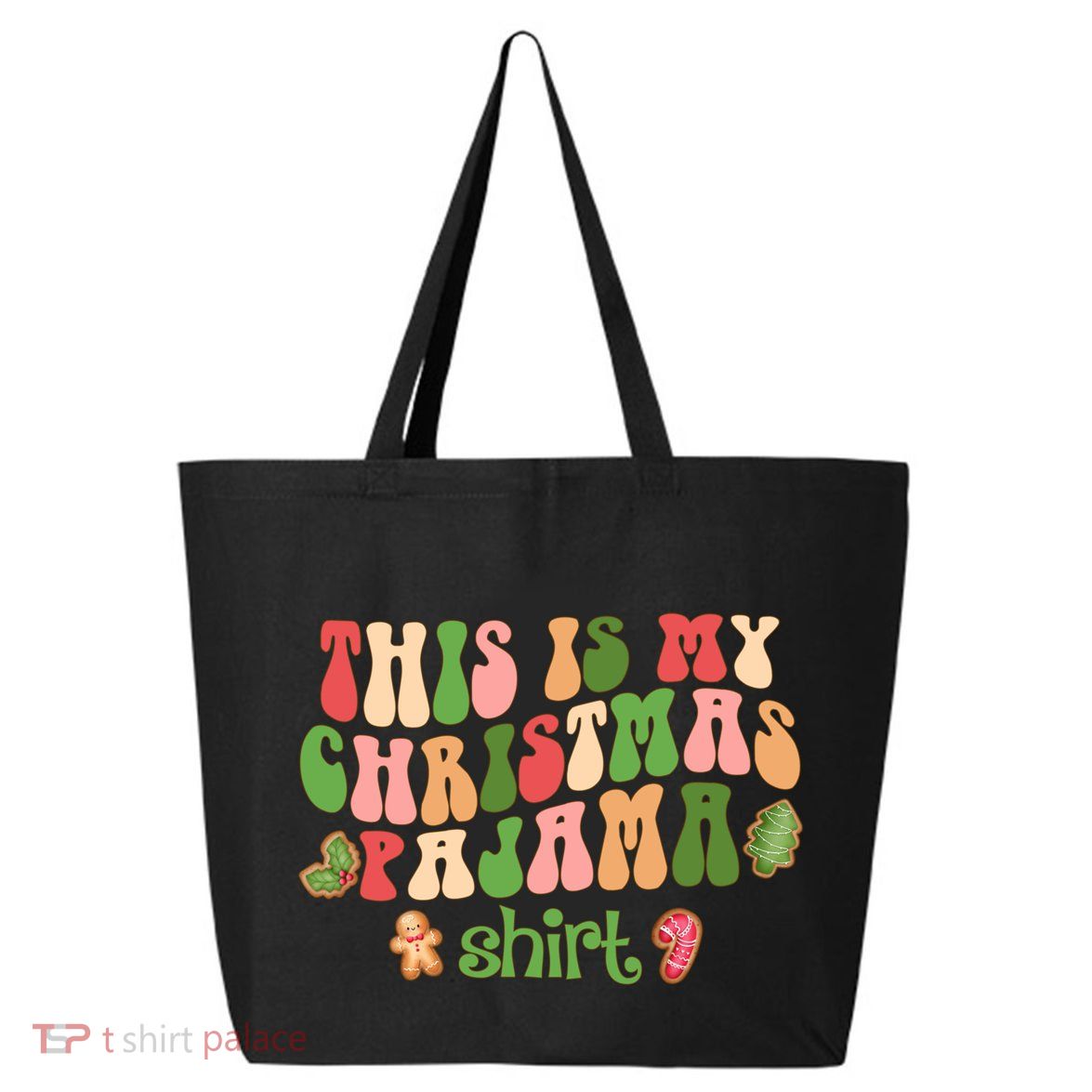 Retro Wavy Style Cookies Xmas This Is My Christmas Pajama Gift 25L Jumbo Tote