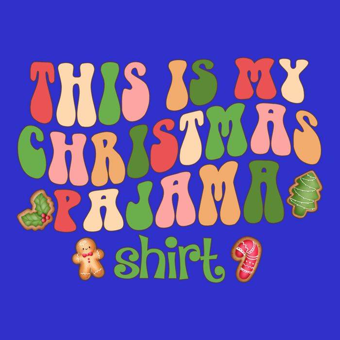 Retro Wavy Style Cookies Xmas This Is My Christmas Pajama Gift Button