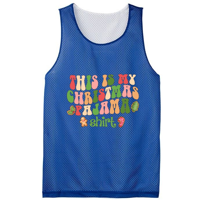 Retro Wavy Style Cookies Xmas This Is My Christmas Pajama Gift Mesh Reversible Basketball Jersey Tank