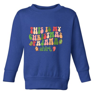 Retro Wavy Style Cookies Xmas This Is My Christmas Pajama Gift Toddler Sweatshirt