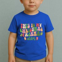 Retro Wavy Style Cookies Xmas This Is My Christmas Pajama Gift Toddler T-Shirt