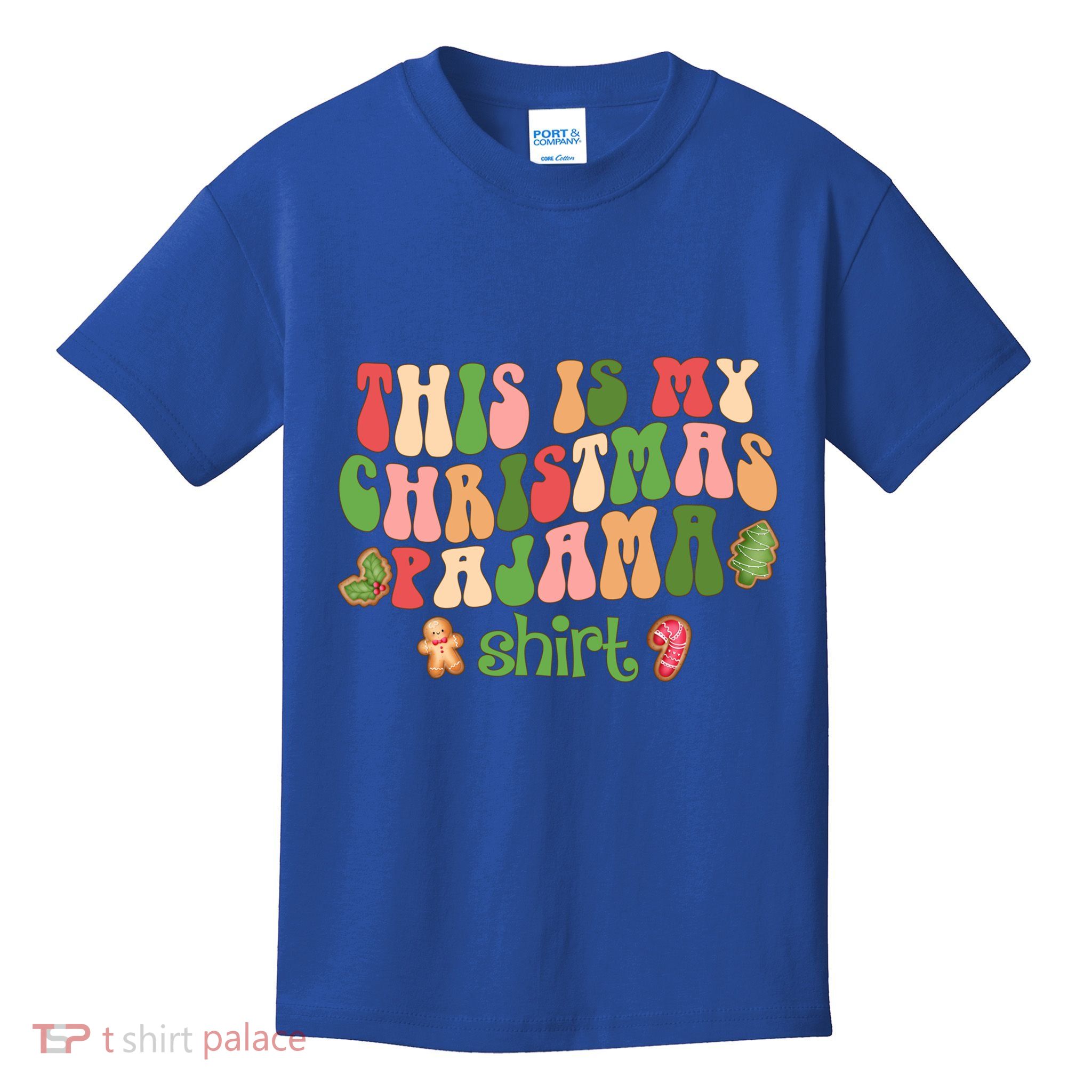Retro Wavy Style Cookies Xmas This Is My Christmas Pajama Gift Kids T-Shirt