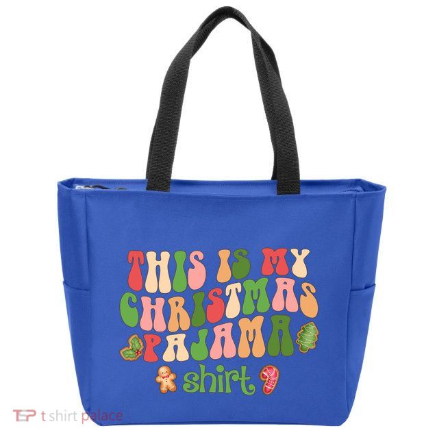 Retro Wavy Style Cookies Xmas This Is My Christmas Pajama Gift Zip Tote Bag