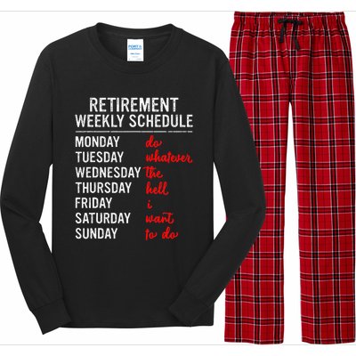 Retirement Weekly Schedule Retired Retiring Funny Retirement Long Sleeve Pajama Set