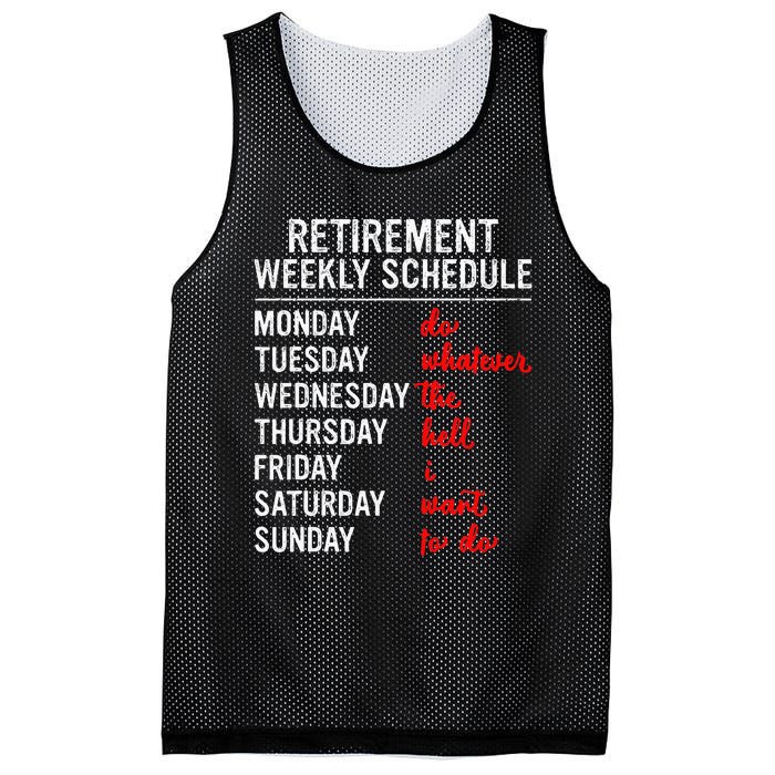 Retirement Weekly Schedule Retired Retiring Funny Retirement Mesh Reversible Basketball Jersey Tank