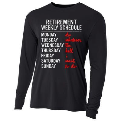 Retirement Weekly Schedule Retired Retiring Funny Retirement Cooling Performance Long Sleeve Crew