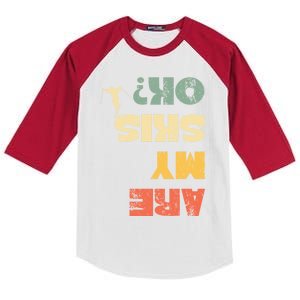 Retro Winter Sports Ski Snow Skiing Skier Are My Skis Ok Gift Kids Colorblock Raglan Jersey