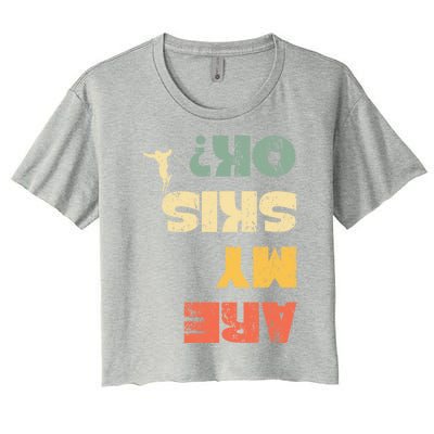 Retro Winter Sports Ski Snow Skiing Skier Are My Skis Ok Gift Women's Crop Top Tee