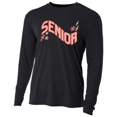 Retro Wavy Senior Class of 2024High School College Graduate Cooling Performance Long Sleeve Crew