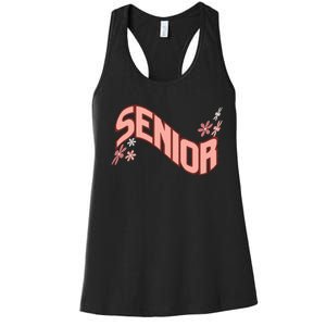 Retro Wavy Senior Class of 2024High School College Graduate Women's Racerback Tank