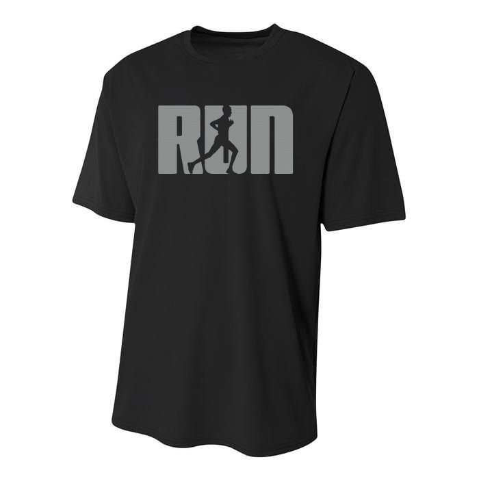 Running Woman Silhouette Runner Athlete Marathon Sprinter Youth Performance Sprint T-Shirt