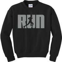 Running Woman Silhouette Runner Athlete Marathon Sprinter Kids Sweatshirt