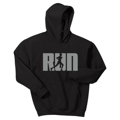 Running Woman Silhouette Runner Athlete Marathon Sprinter Kids Hoodie