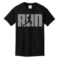 Running Woman Silhouette Runner Athlete Marathon Sprinter Kids T-Shirt