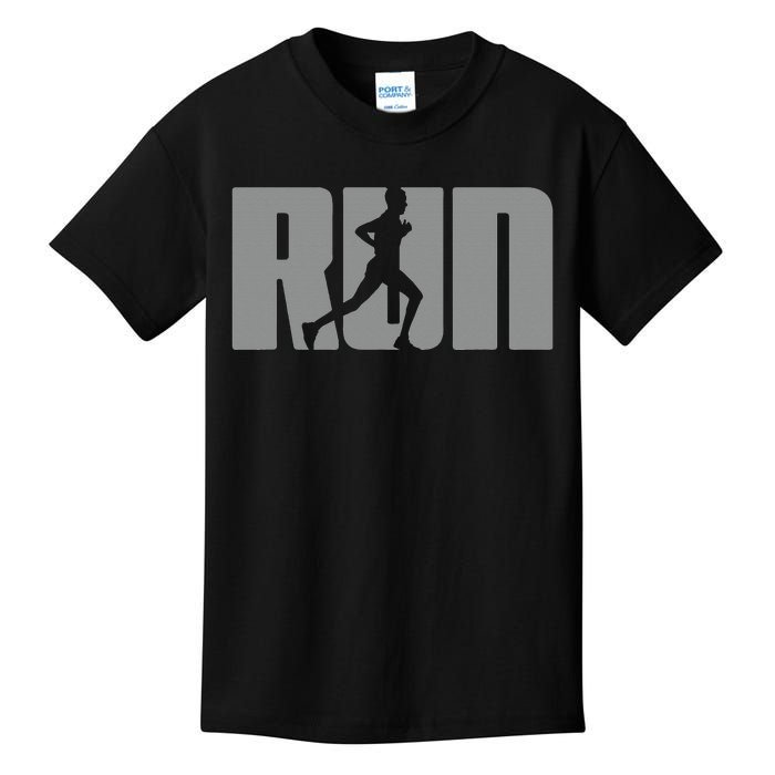 Running Woman Silhouette Runner Athlete Marathon Sprinter Kids T-Shirt