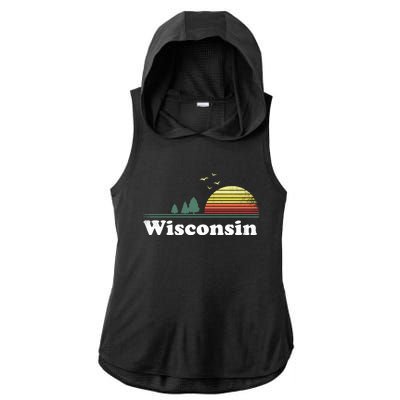 Retro Wisconsin State Park Wi Home Design Cute Gift Ladies PosiCharge Tri-Blend Wicking Draft Hoodie Tank