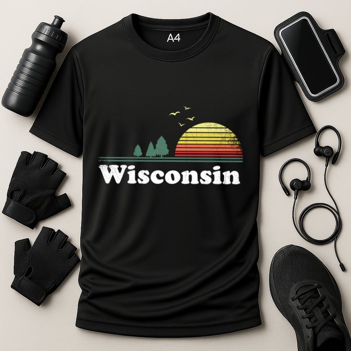 Retro Wisconsin State Park Wi Home Design Cute Gift Cooling Performance Crew T-Shirt