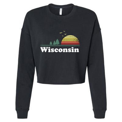 Retro Wisconsin State Park Wi Home Design Cute Gift Cropped Pullover Crew