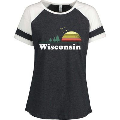 Retro Wisconsin State Park Wi Home Design Cute Gift Enza Ladies Jersey Colorblock Tee