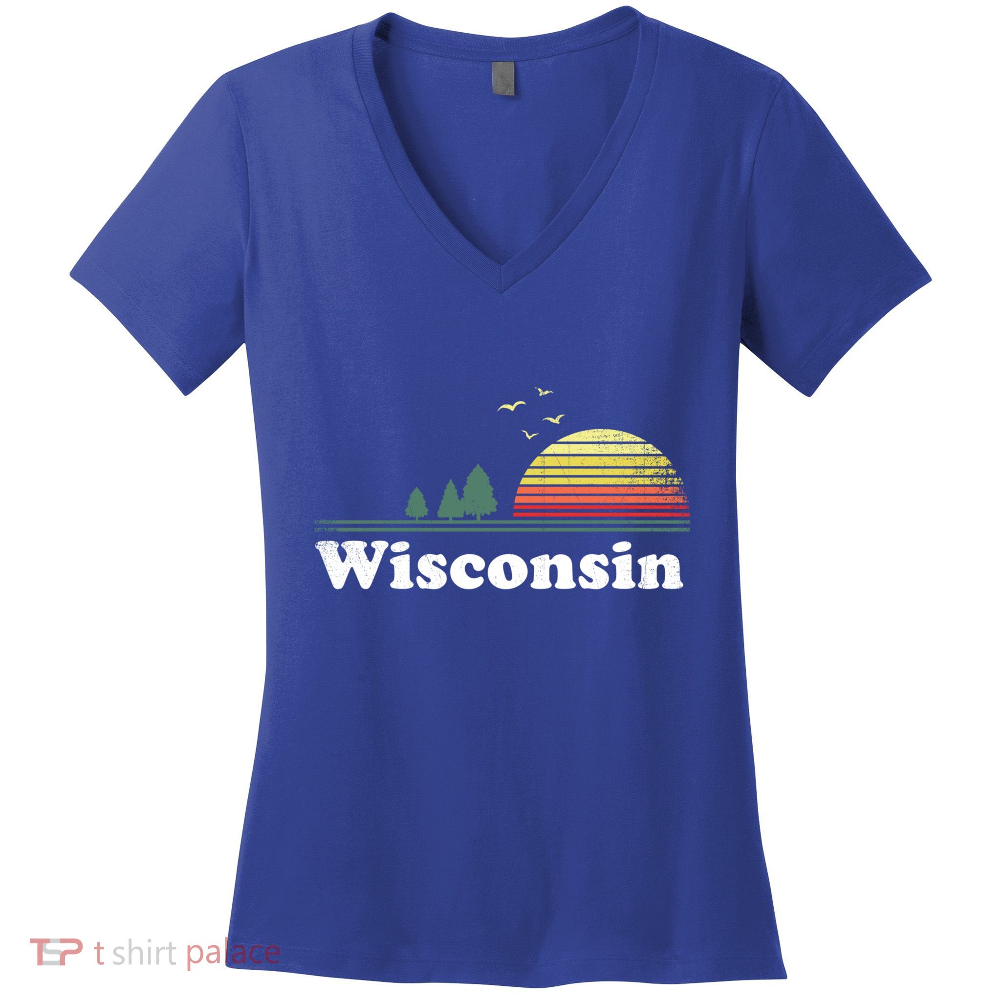 Retro Wisconsin State Park Wi Home Design Cute Gift Women's V-Neck T-Shirt