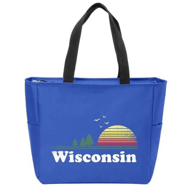 Retro Wisconsin State Park Wi Home Design Cute Gift Zip Tote Bag