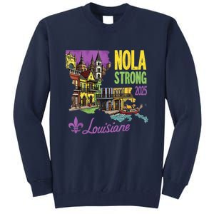 Retro We Stand Nola Strong New Orleans Traveling Lovers Tall Sweatshirt