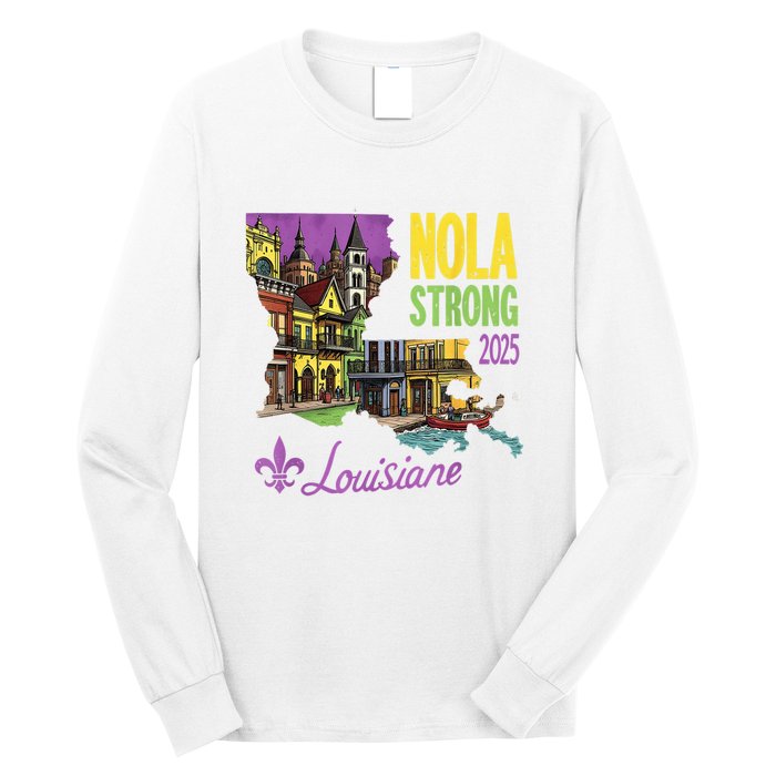 Retro We Stand Nola Strong New Orleans Traveling Lovers Long Sleeve Shirt