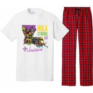 Retro We Stand Nola Strong New Orleans Traveling Lovers Pajama Set